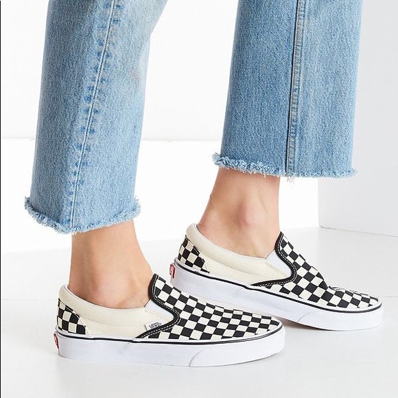 Womans A Checkerboard Vans Slip Ons 